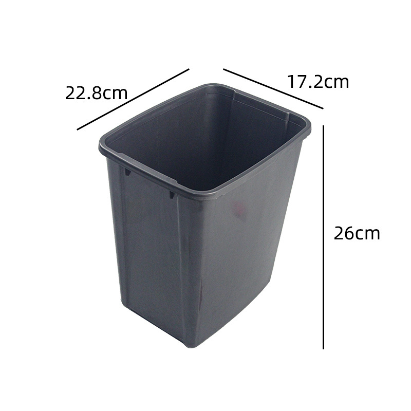 Black square large capacity plastic garbage bin household and commercial kitchen and bathroom storage bin