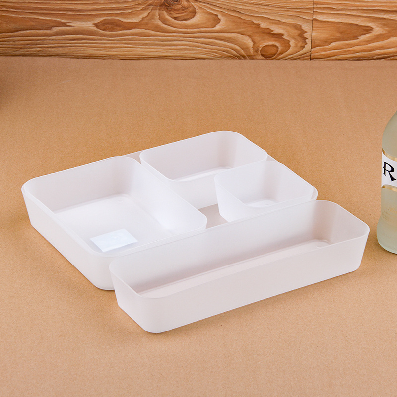 Square white plastic storage box desktop drawer sorting box cosmetics box, tableware box, wholesale