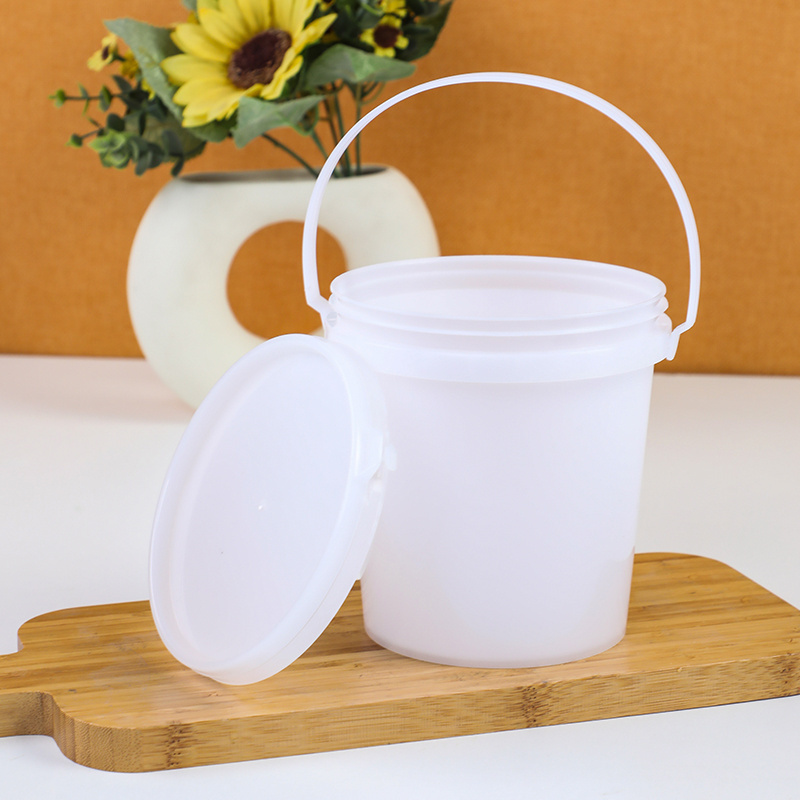 Circular transparent plastic hand-held sealed bucket, milk tea plastic bucket ice powder bucket, food storage bucket