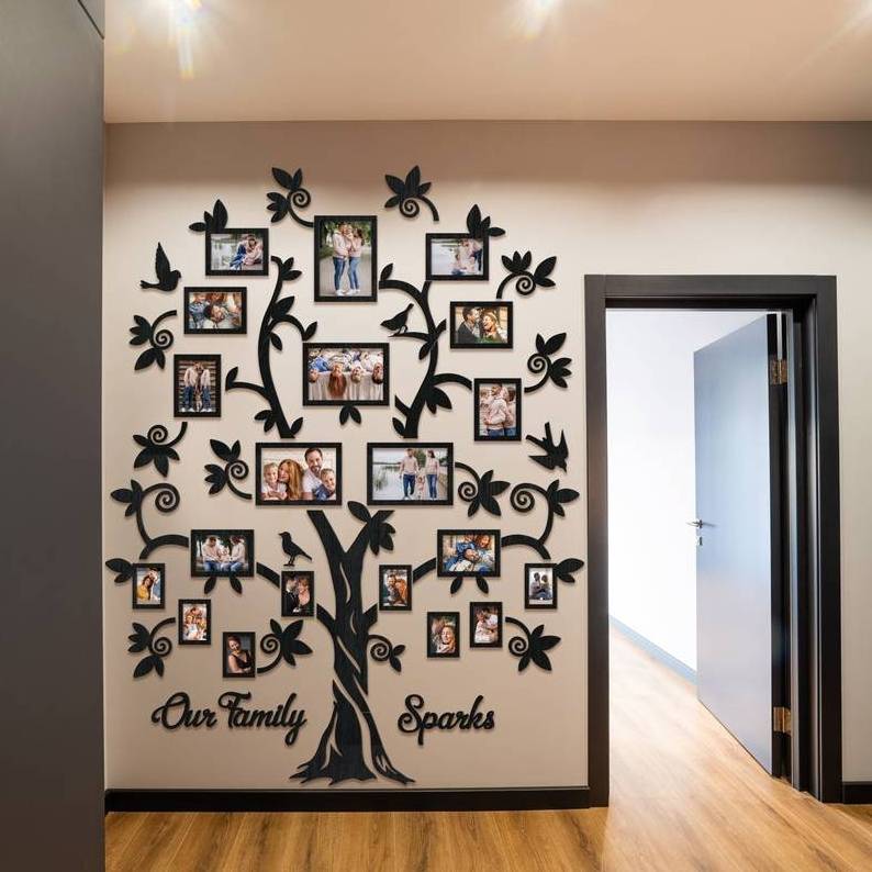 Wholesale Family Tree With Photo Frames Wall Decorations 3D Wooden Acrylic Wall Sticker Home Decoration Family Tree Wall Sticker