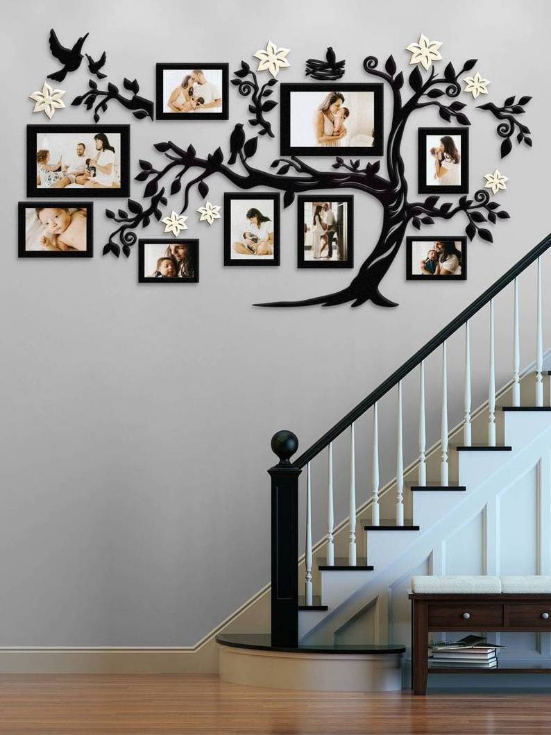 Wholesale Family Tree With Photo Frames Wall Decorations 3D Wooden Acrylic Wall Sticker Home Decoration Family Tree Wall Sticker