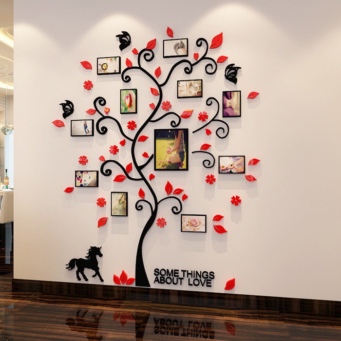 Wholesale Family Tree With Photo Frames Wall Decorations 3D Wooden Acrylic Wall Sticker Home Decoration Family Tree Wall Sticker