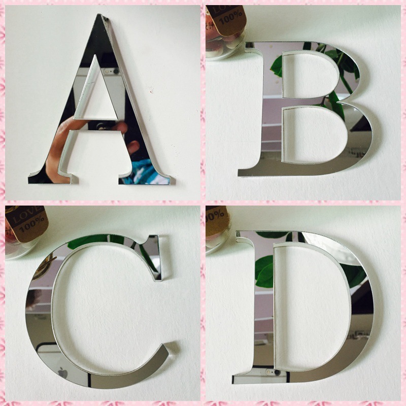 28 Pieces Alphabet Acrylic Mirror Sticker /Creative Decorative Wall Self Adhesive Stickers