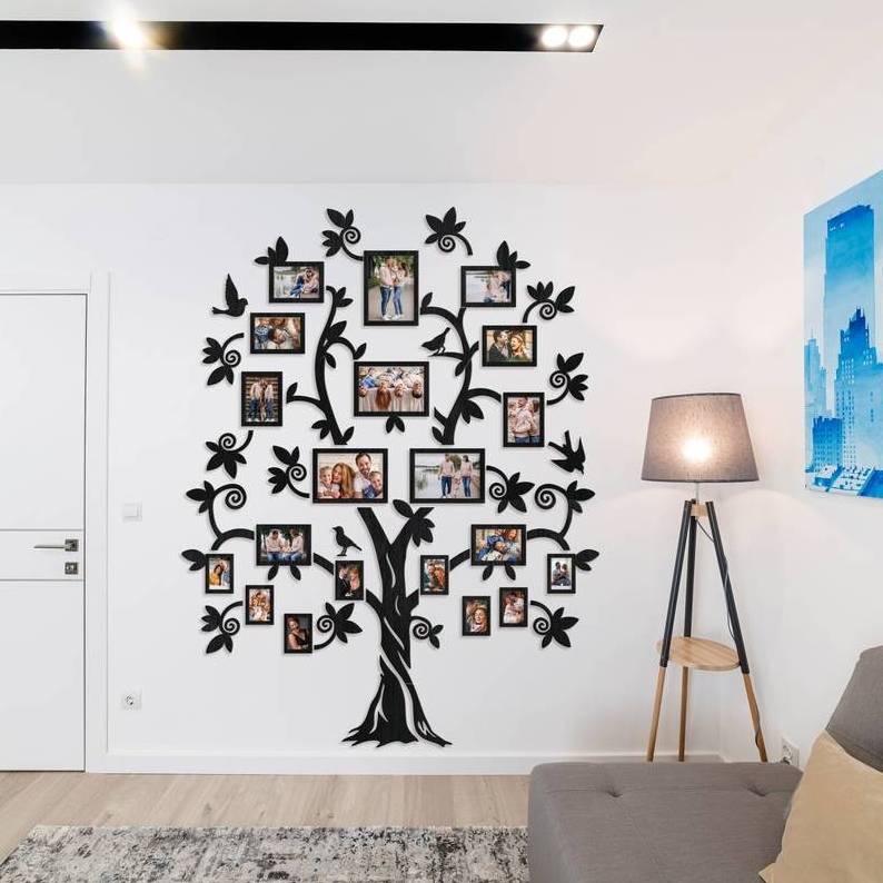 Wholesale Family Tree With Photo Frames Wall Decorations 3D Wooden Acrylic Wall Sticker Home Decoration Family Tree Wall Sticker