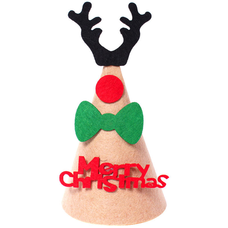 Children Kids Christmas Santa Hat Felt Decorated Holder Red Mini Cartoon Crafts Child Christmas Hats For Diy