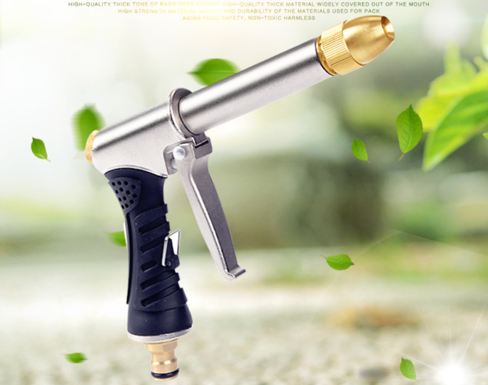 Water Hose Nozzle Long Rod Garden Hose Nozzle Heavy Duty metal Brass sprayer 360 Rotating spray gun for car wash, Plants