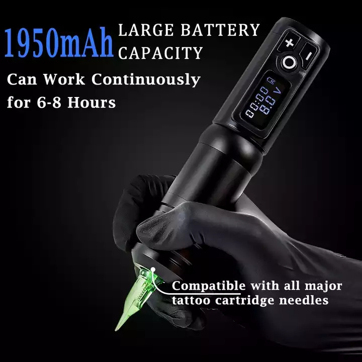 Ambition 1950mAh Rechargeable Wireless Tattoo Pen Japan Coreless Motor Digital Rotary Tattoo Cartridge Machine