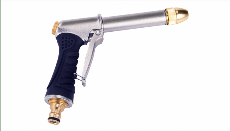 Water Hose Nozzle Long Rod Garden Hose Nozzle Heavy Duty metal Brass sprayer 360 Rotating spray gun for car wash, Plants