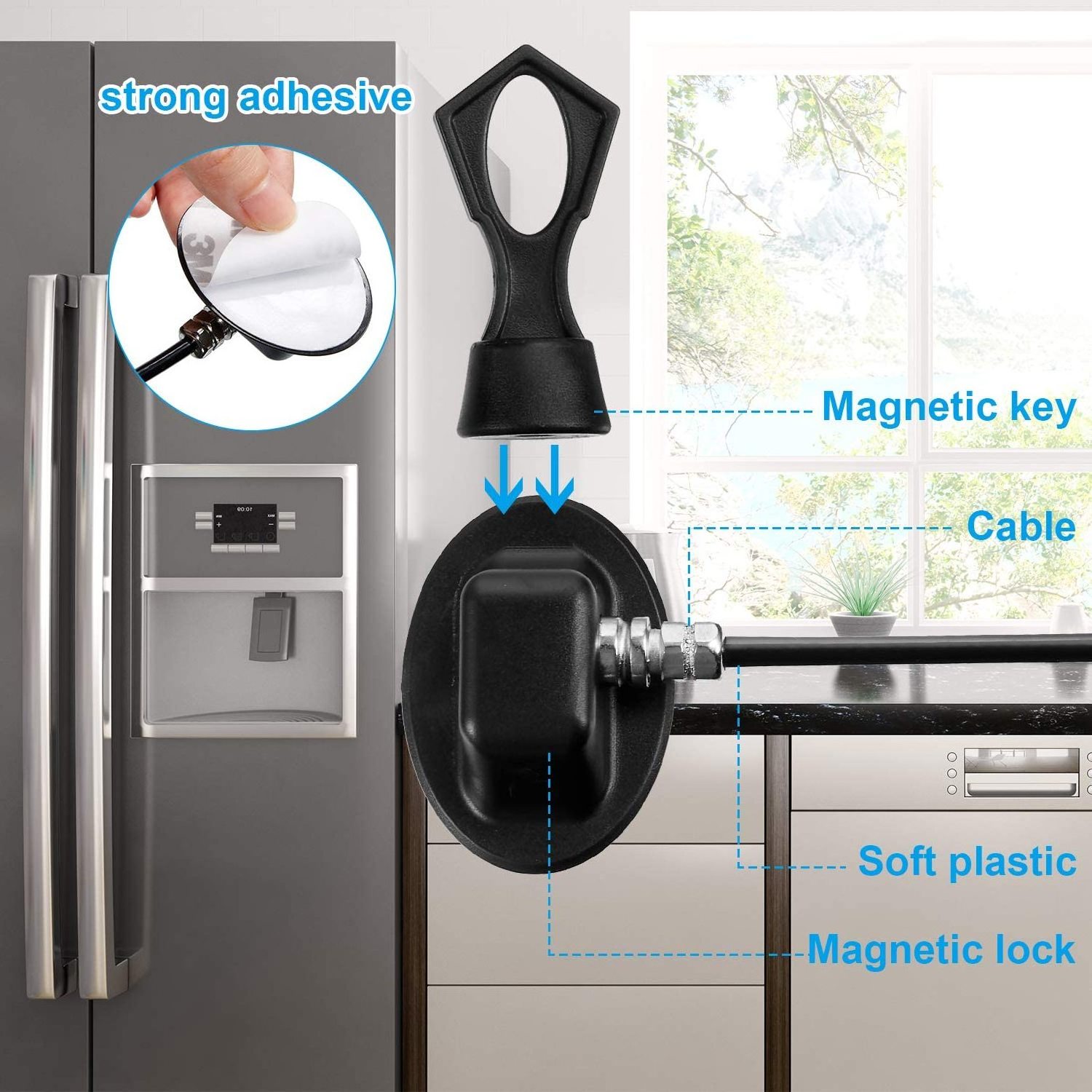 Refrigerator Door Lock Magnetic Adhesive Fridge Lock Multipurpose Safety Privacy Locks for Refrigerator Cabinet Drawer