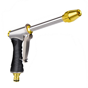 Water Hose Nozzle Long Rod Garden Hose Nozzle Heavy Duty metal Brass sprayer 360 Rotating spray gun for car wash, Plants