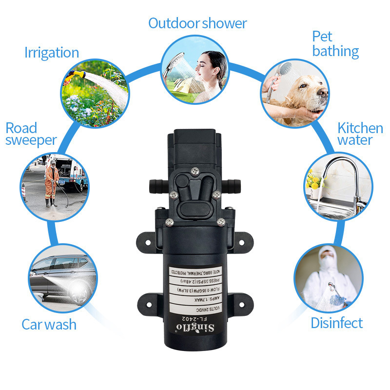 Singflo FLO-2402 24V DC 3.8LPM 35PSI Small Diaphragm Pumps Self Priming Pump For RV/Water Transfer