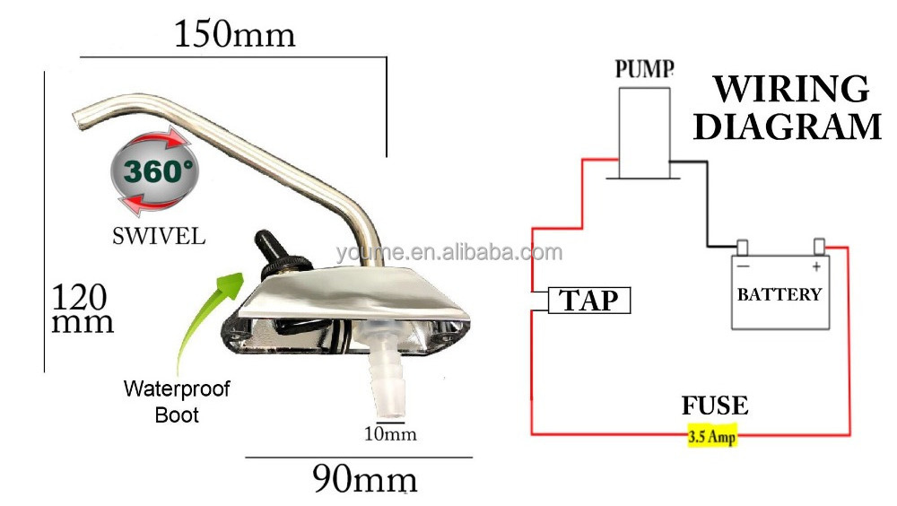 Singflo 12v Tap faucet with switch/galley pump set/12v galley electric marine water pump