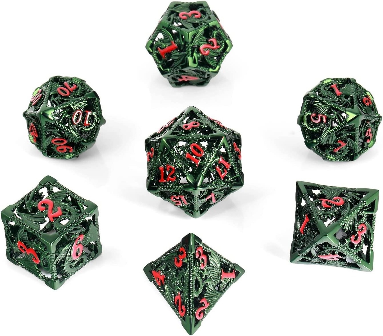 Custom wholesale hollowed-out dice game Big Face dice Black polyhedral hollow metal game board loaded dice set