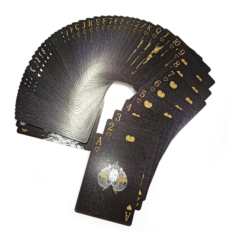 OEM Custom 52-55 cards casino poker printing luxury black core paper playing cards game set