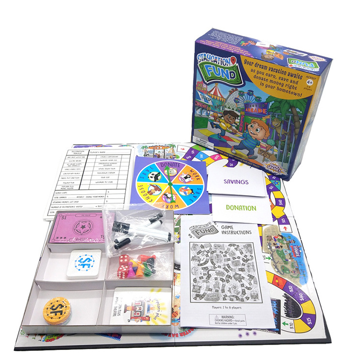 Printing customized game set with spinner educational toy board game for Children