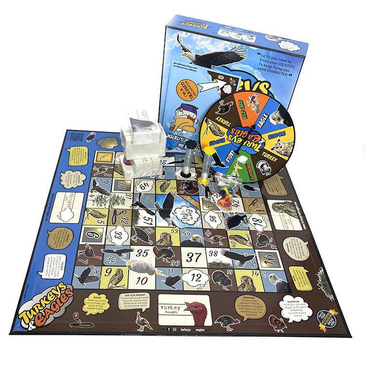 Custom different styles board game and box set printing with dice token spinner game