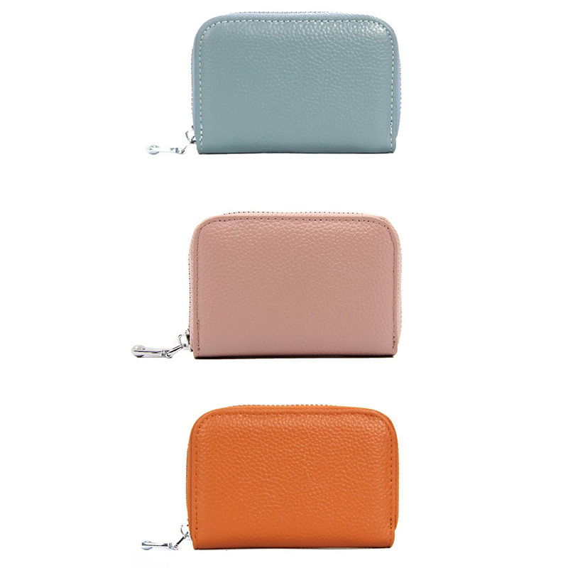 Beautiful RFID blocking women wallet small credit card purse for men organ card bag with zipper 2024 new