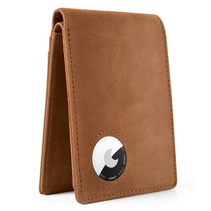 Custom Logo Top Grain Crazy Horse Leather Mens Wallets RFID Blocking Card Holder Purse Credit Cardholder Pouch