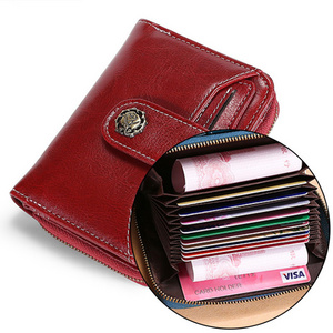 Credit card wallet women RFID blocking small wallets for female split genuine leather portable purse ladies hot