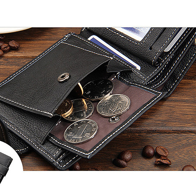 Wholesale Baellery Brand PU leather male wallet short retro buckle men's coin purse