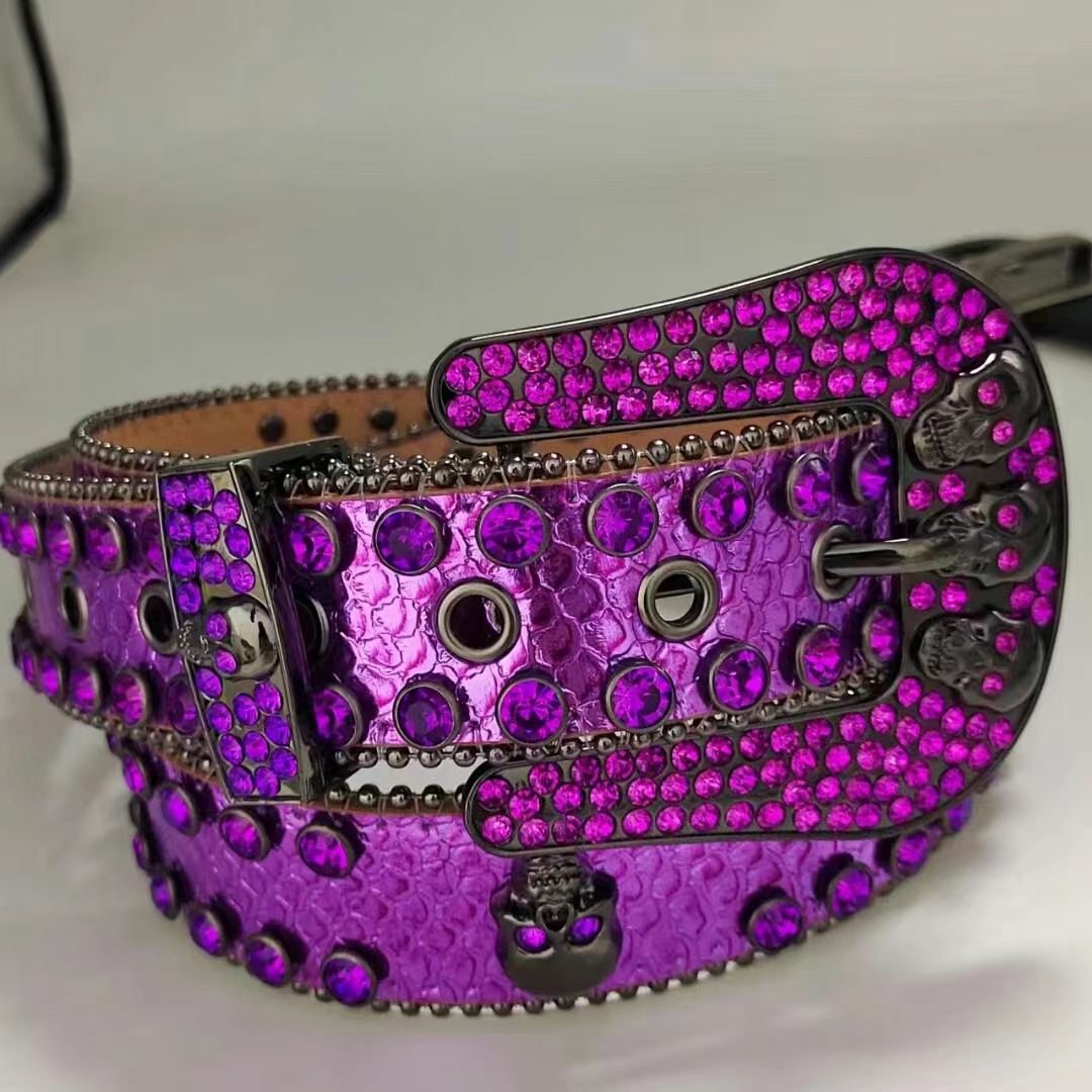 Crystal Belts Diamond Pu Leather Belts Factory OEM Fashion Women Colorful Bling Rhinestones Belt Removable Buckle  BB Simon