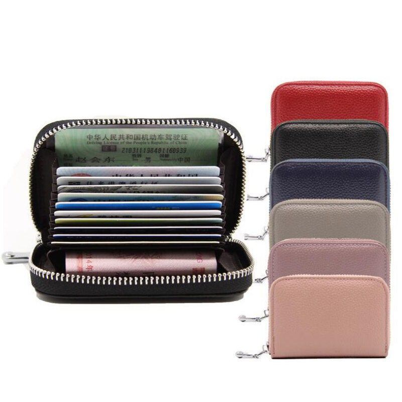 Beautiful RFID blocking women wallet small credit card purse for men organ card bag with zipper 2024 new