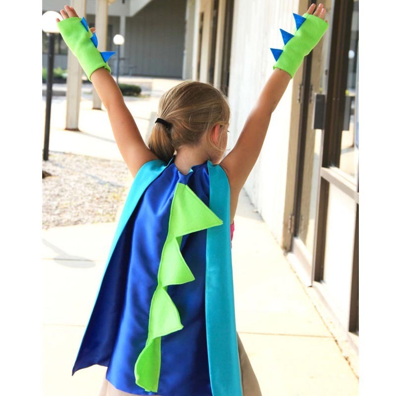 Low Moq Funny Halloween Costumes Dinosaur Cosplay Cape With Gloves Super-hero Capes Birthday Party Costumes for kid