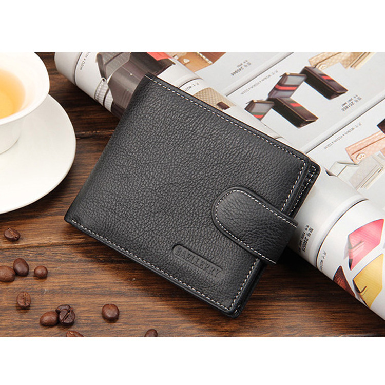 Wholesale Baellery Brand PU leather male wallet short retro buckle men's coin purse