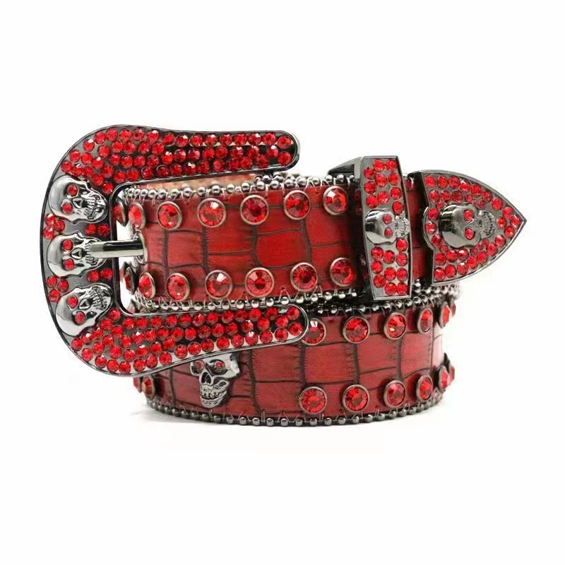 Factory OEM Luxury Pu Leather Belts BB Simon Ladies Bling Rhinestones Belt Removable Buckle Crystal Diamond Belts