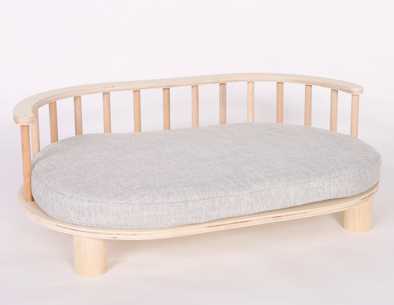 Modern Pet Bed Elevated Wooden Dog Bed with Soft Cushion