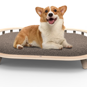 Modern Pet Bed Elevated Wooden Dog Bed with Soft Cushion