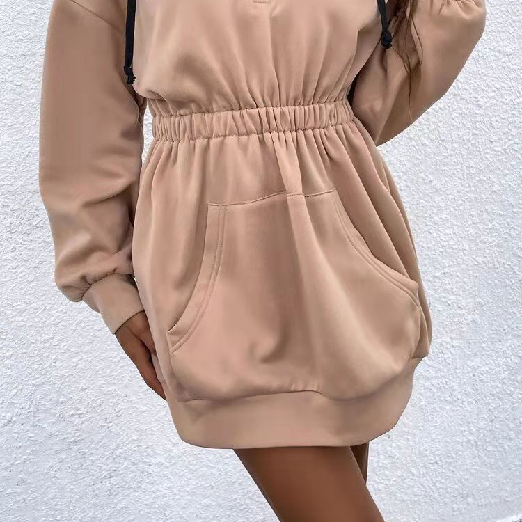 2021 New Design Wholesale Drop Solid Zipper Hoodie Dress Women Custom Hoodie Dresses