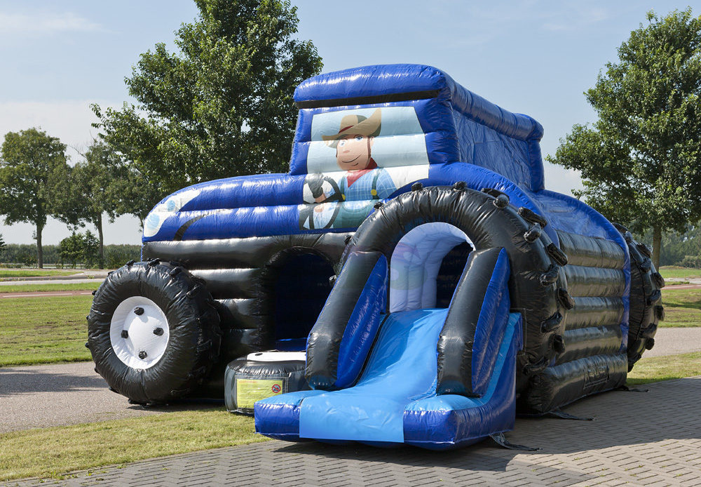 Multi fun Inflatable Tractor Bouncer Combo Inflatable Car Shape Bounce House with Slide Air Moonwalk