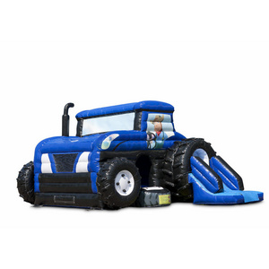 Multi fun Inflatable Tractor Bouncer Combo Inflatable Car Shape Bounce House with Slide Air Moonwalk