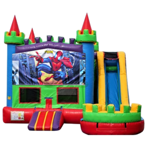 Spiderman Adventure Inflatable Combo Superhero Bounce House with Slide Moonwalk Bouncer for Sale