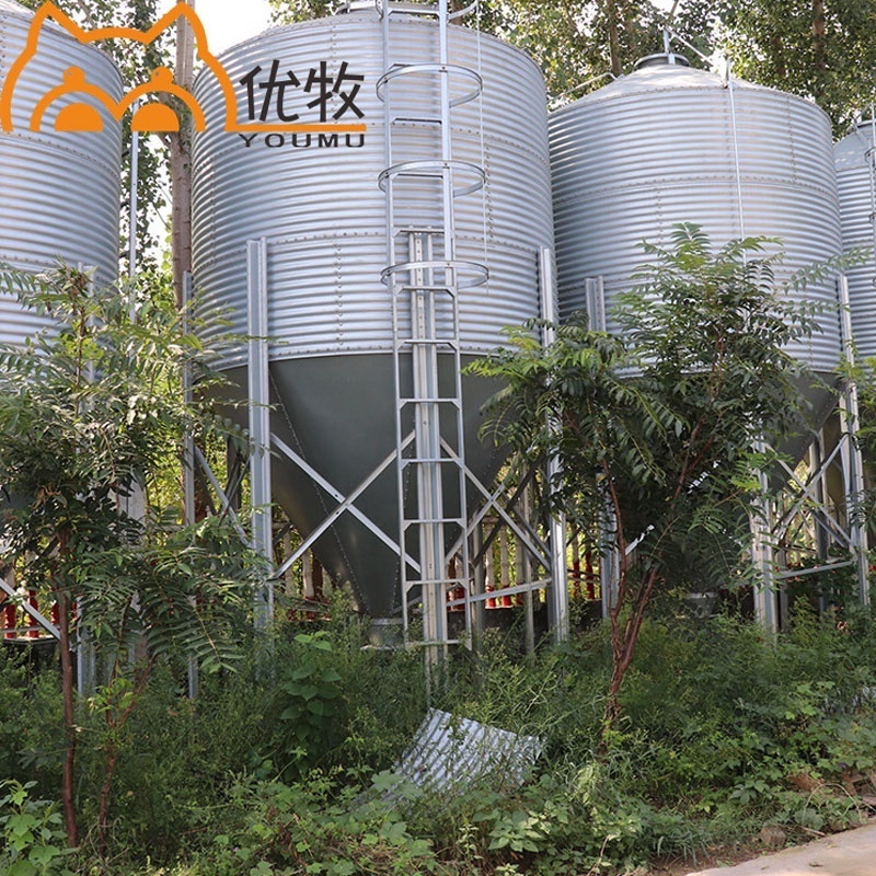 Wholesale Farm 5t 10t 20t Galvanized Feed Silo Steel Grain Silo For Poultry Feed Animal Breeding Farming Feed Bins