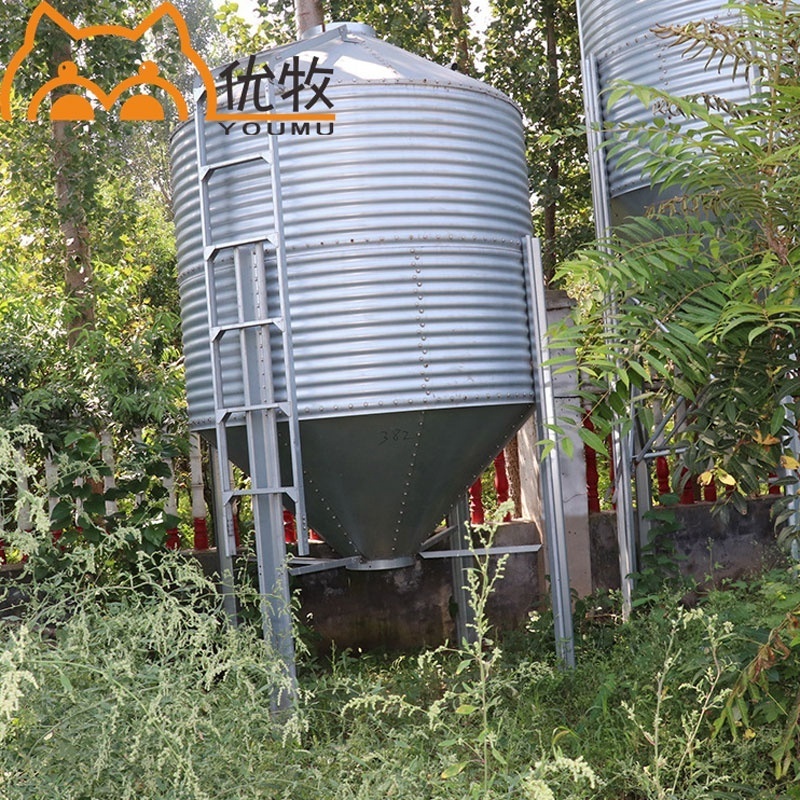 Wholesale Farm 5t 10t 20t Galvanized Feed Silo Steel Grain Silo For Poultry Feed Animal Breeding Farming Feed Bins