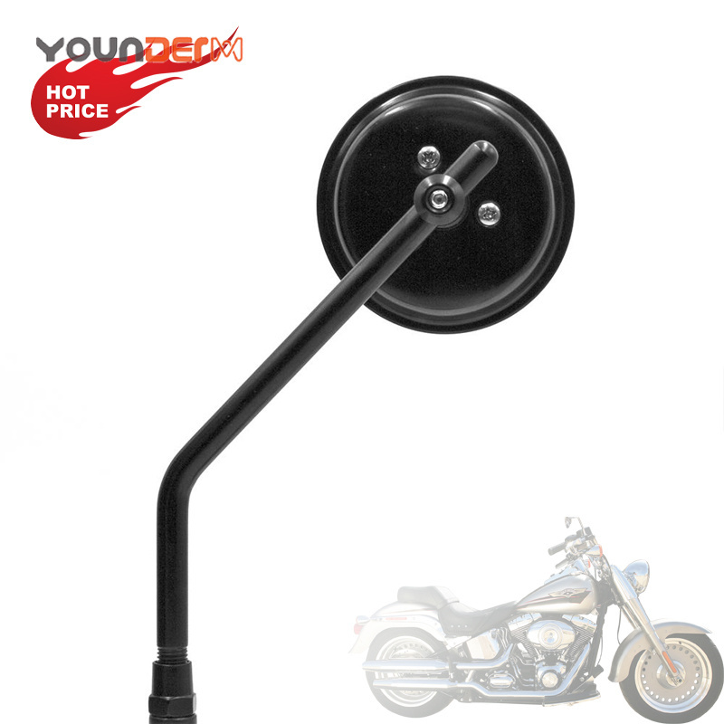 Black Series Motorcycle Round Rearview Mirrors , High aluminum shell Motorcycle Rearview Side Back Mirrors For Cruiser Chopper