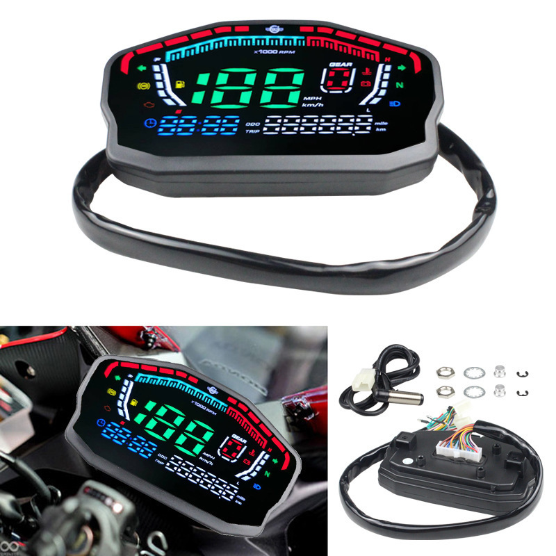 YD-MO03 Motorcycle LCD Digital Speed Meter Odometer For BMW HONDA DUCATI 2/ 4-Cylinder Motorbike