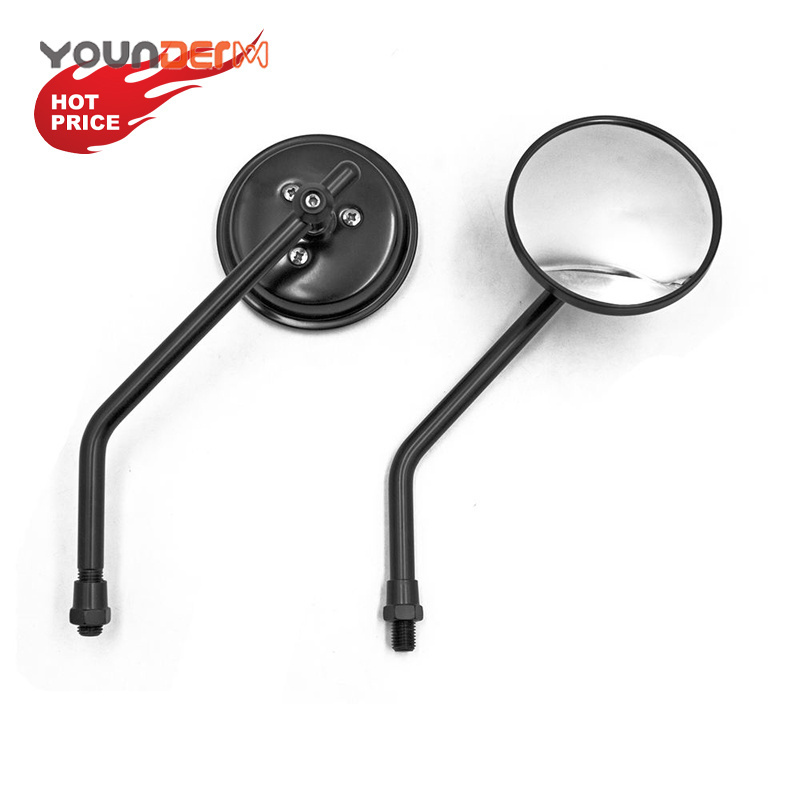 Black Series Motorcycle Round Rearview Mirrors , High aluminum shell Motorcycle Rearview Side Back Mirrors For Cruiser Chopper