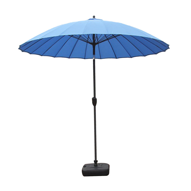 New Arrivals Push Button Tilting Handle Leisure Ways Patio Crank Umbrella with Base