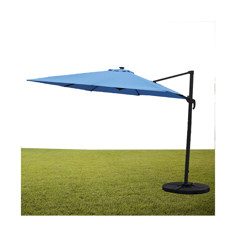 Factory Garden Roma Aluminum Patio Umbrellas Bases With Solar Lights