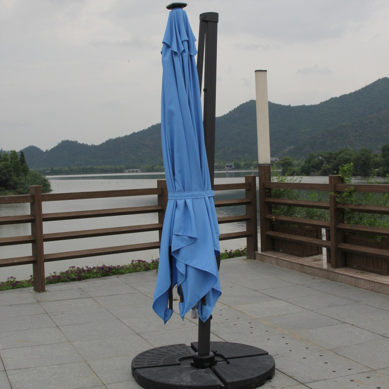 Factory Garden Roma Aluminum Patio Umbrellas Bases With Solar Lights