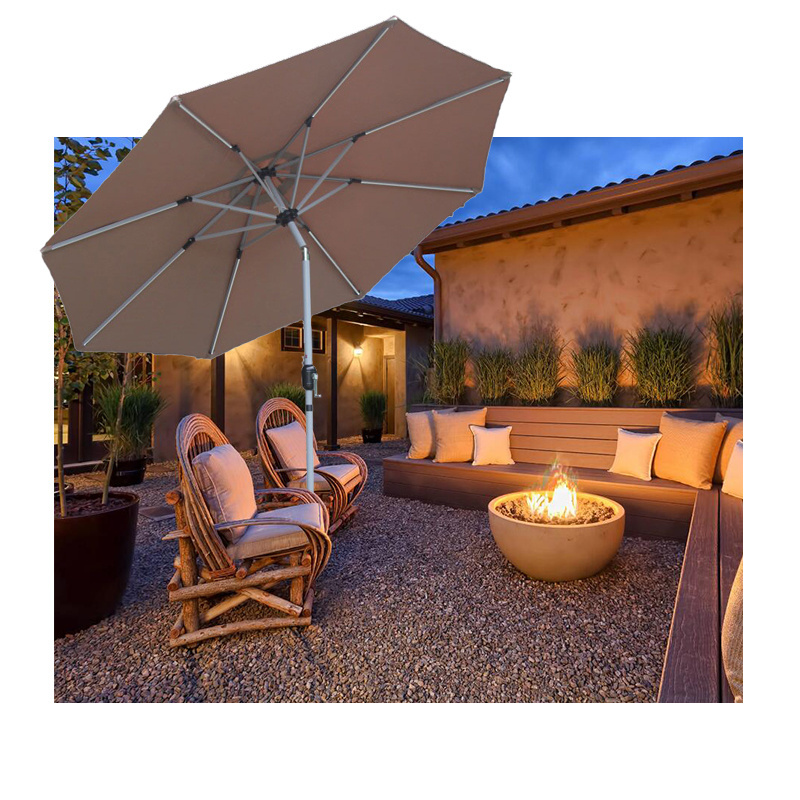 Factory Direct 8ribs 38mm Pole Patio Umbrella With Led Bar