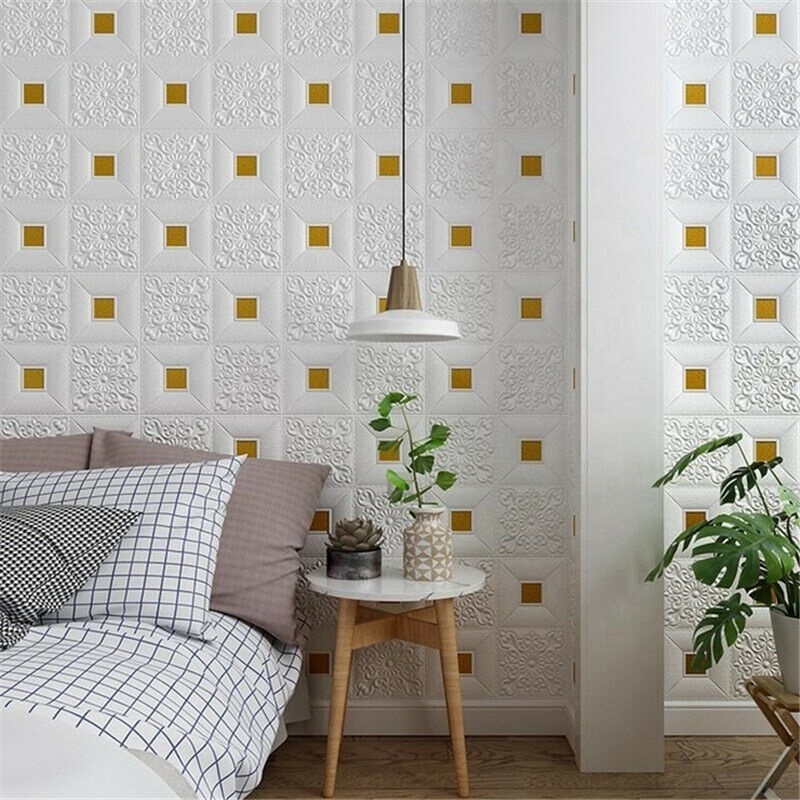 Waterproof 77*70cm 3D Wallpaper Indoor Self Adhesive Foam Wall Sticker Peel and Stick 3D Wall Sticker