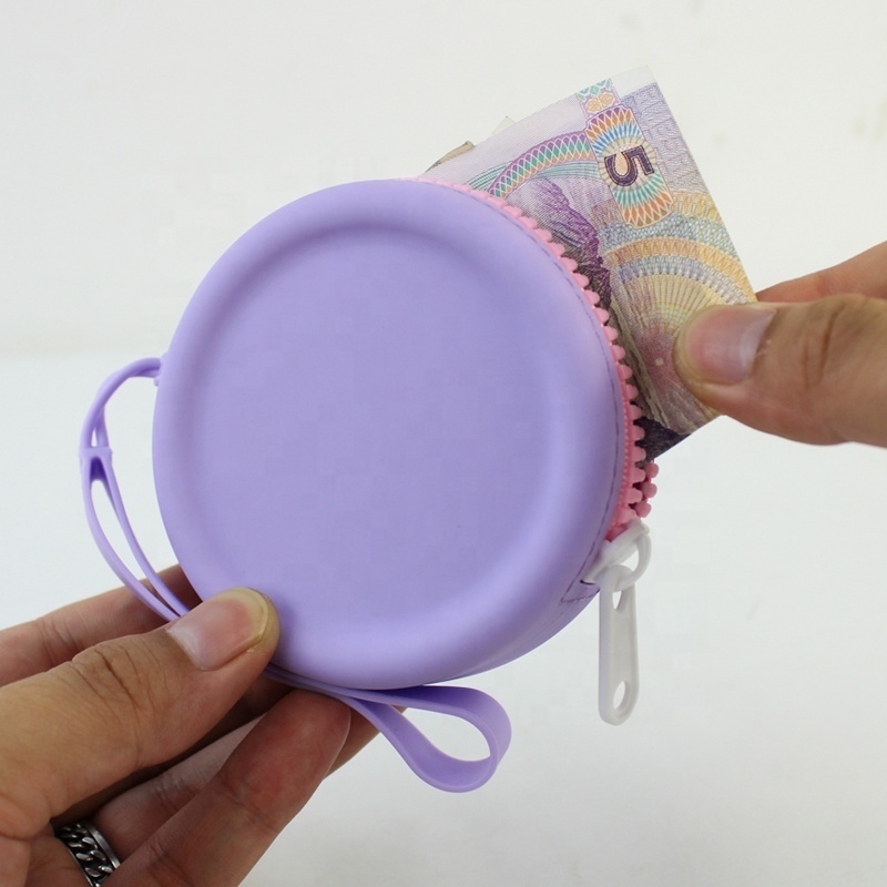 Round Coin Purse For Kids Promotional Custom Soft Silicone Zipper For Coin Or Cash Collection Custom Brand