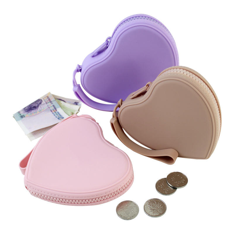 Mini Heart Shaped Coin Purse Promotional Gift Coin Purse Zipper Pouch Silicone Heart Shaped Coin Purse