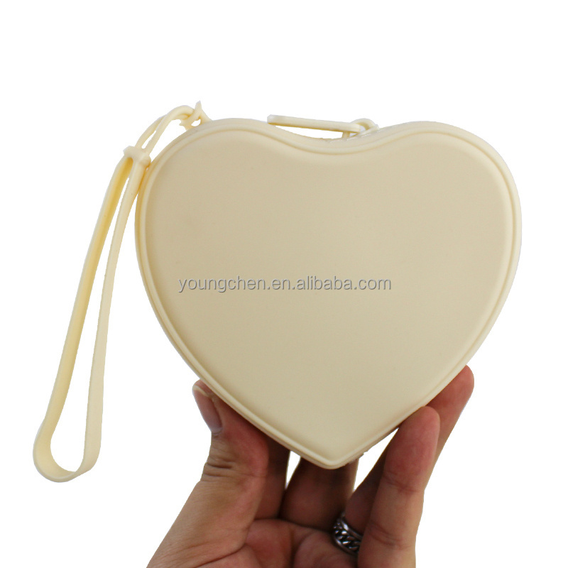 Mini Heart Shaped Coin Purse Promotional Gift Coin Purse Zipper Pouch Silicone Heart Shaped Coin Purse