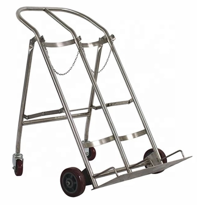 BDT213 Stainless Steel Trolley Cart Hospital Clinic ICU Room Use Oxygen Cylinder Holder lpg Cylinder Trolley