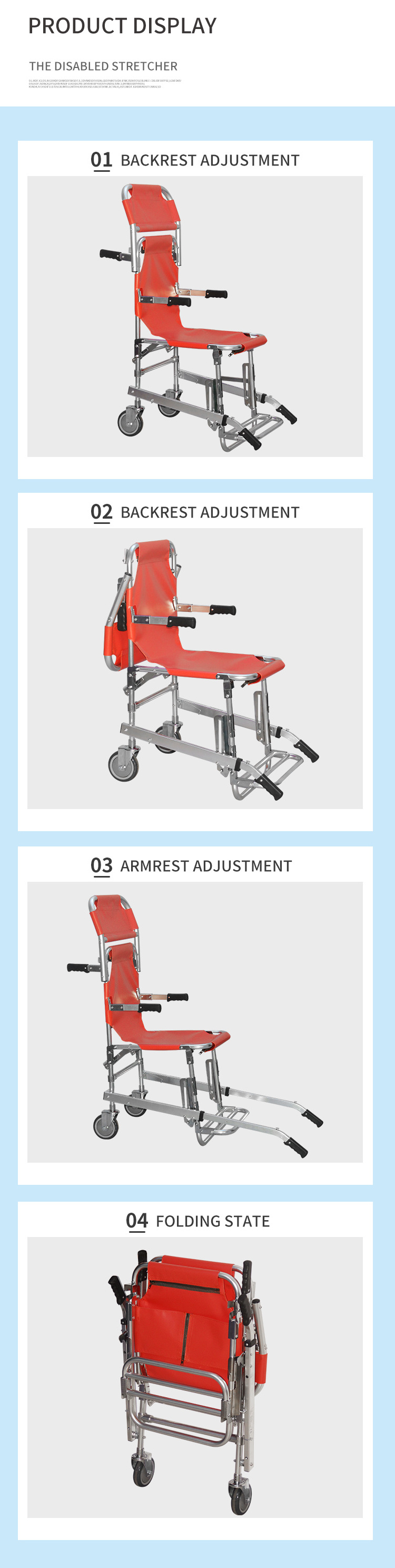 BDST207 China Aluminum Alloy Ambulance Stair Lift Chair Emergency Chair Stair Stretcher